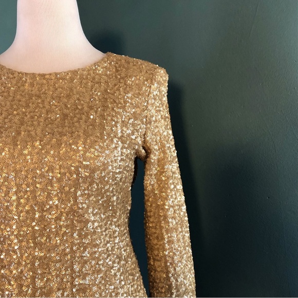 Y2k Coldwater Creek, “time to shine “ gold mini sequence dress, vintage90s - Picture 5 of 7